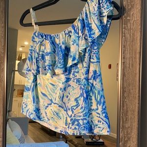 Lilly Pulitzer One Shoulder Bennet Blue Salty Sea
